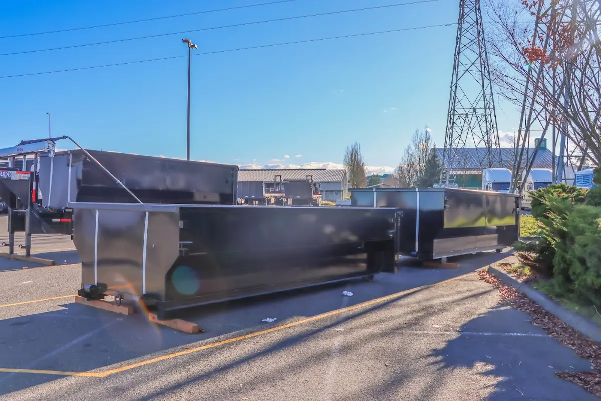 Roll-off dumpster ready for waste disposal at job site for Construction Dumpster Rental in Montvale